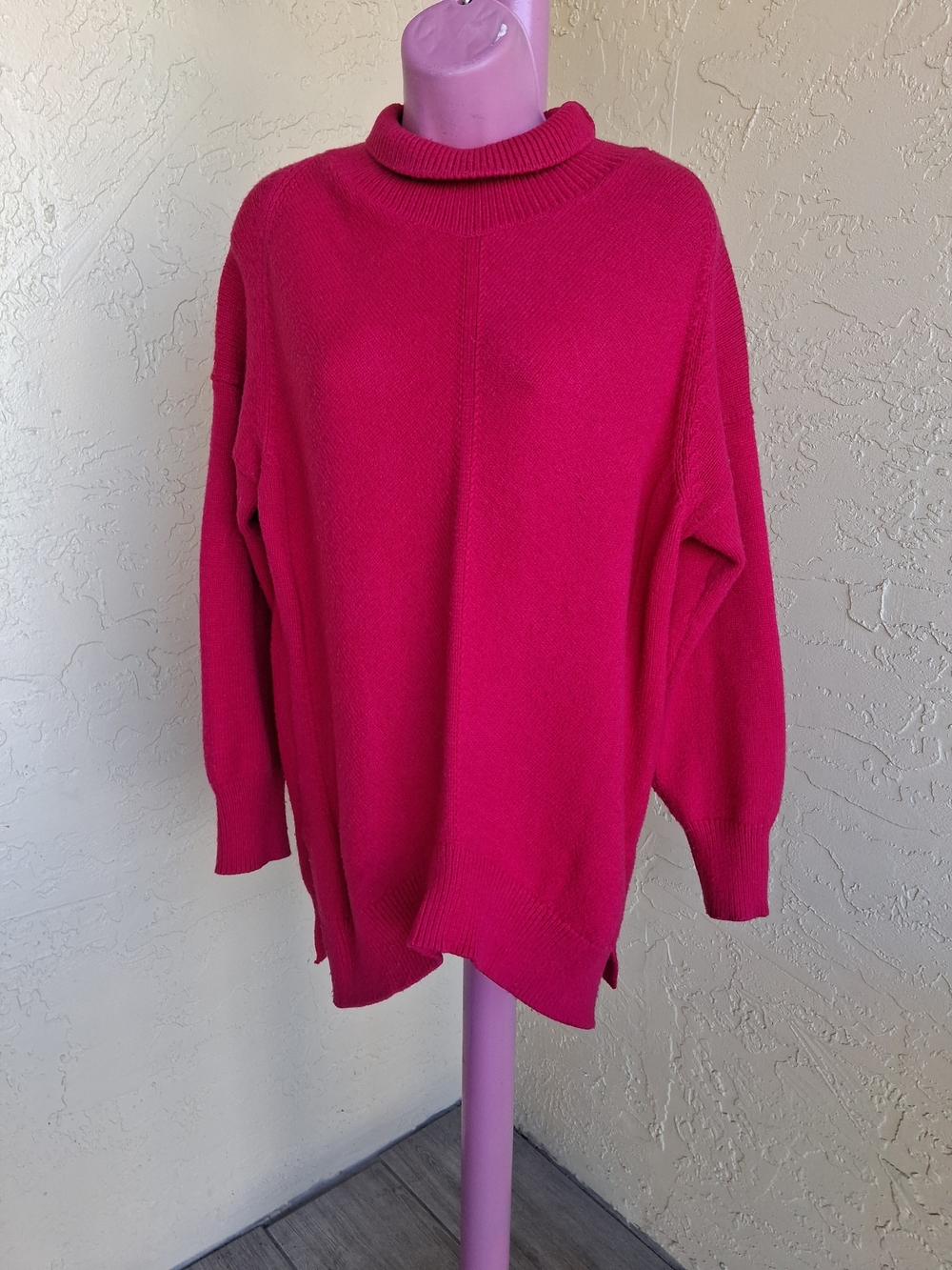 Anthropologie Oversized Turtleneck Sweater in Magenta